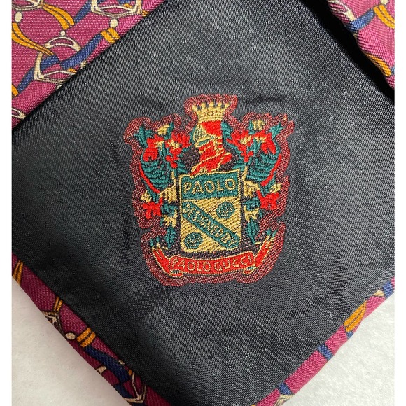 Paolo Gucci Silk Equestrian Stirrup Pattern Tie - Picture 7 of 8